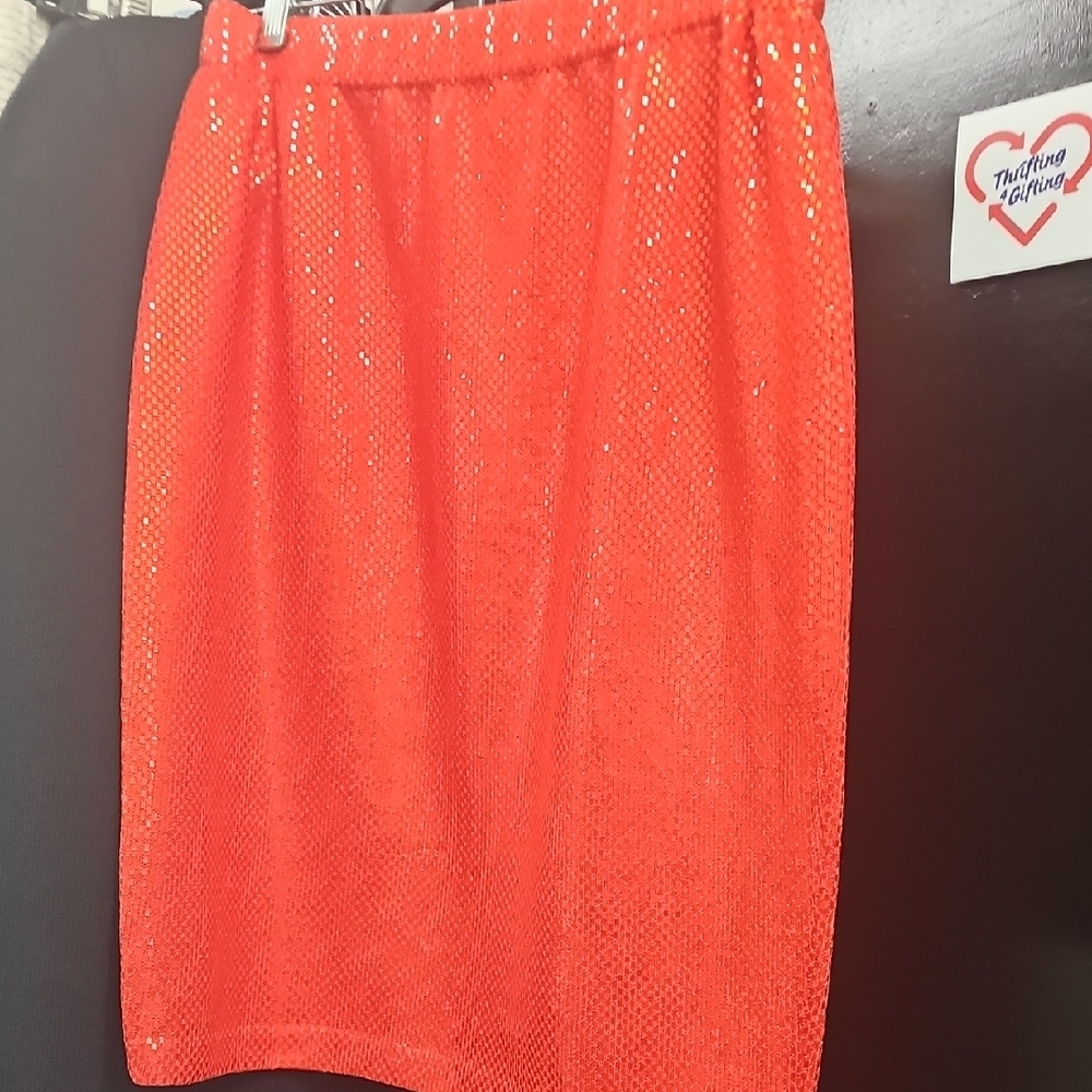 St. John Shimmering Red A-Line Skirt Size 6